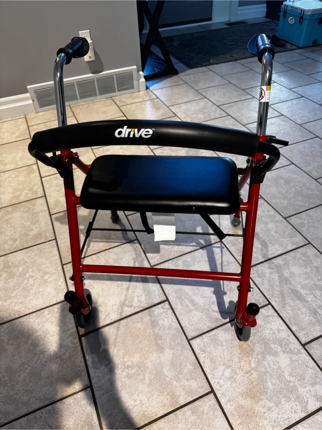Drive Medical Two Wheeled Walker with Seat - Red