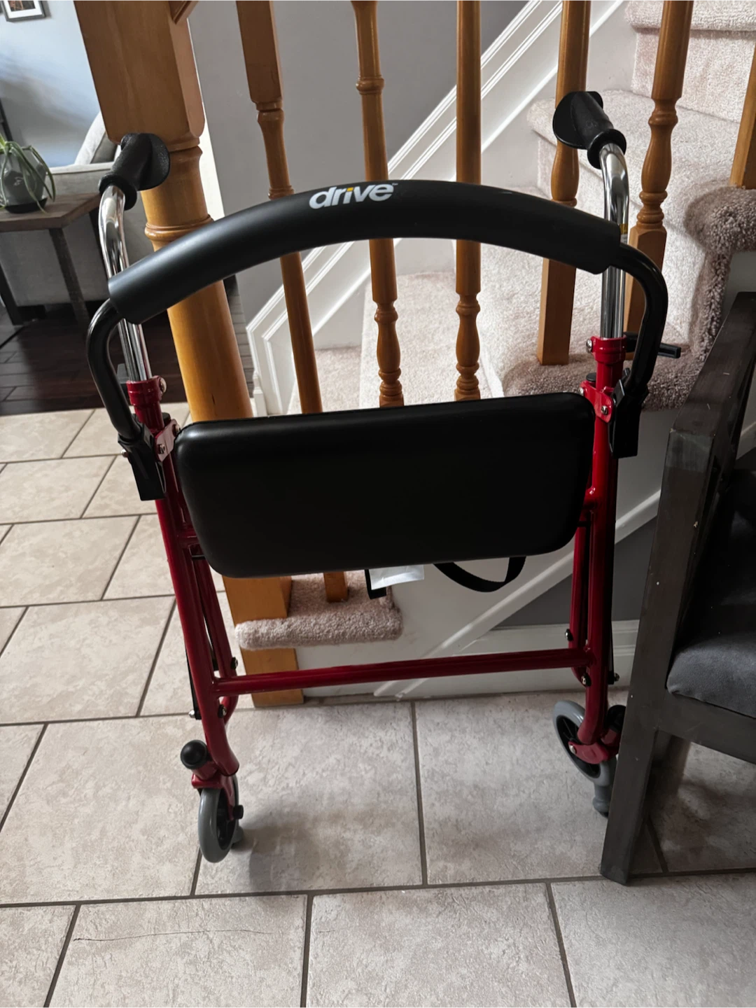 Drive Medical Two Wheeled Walker with Seat - Red - photo 3
