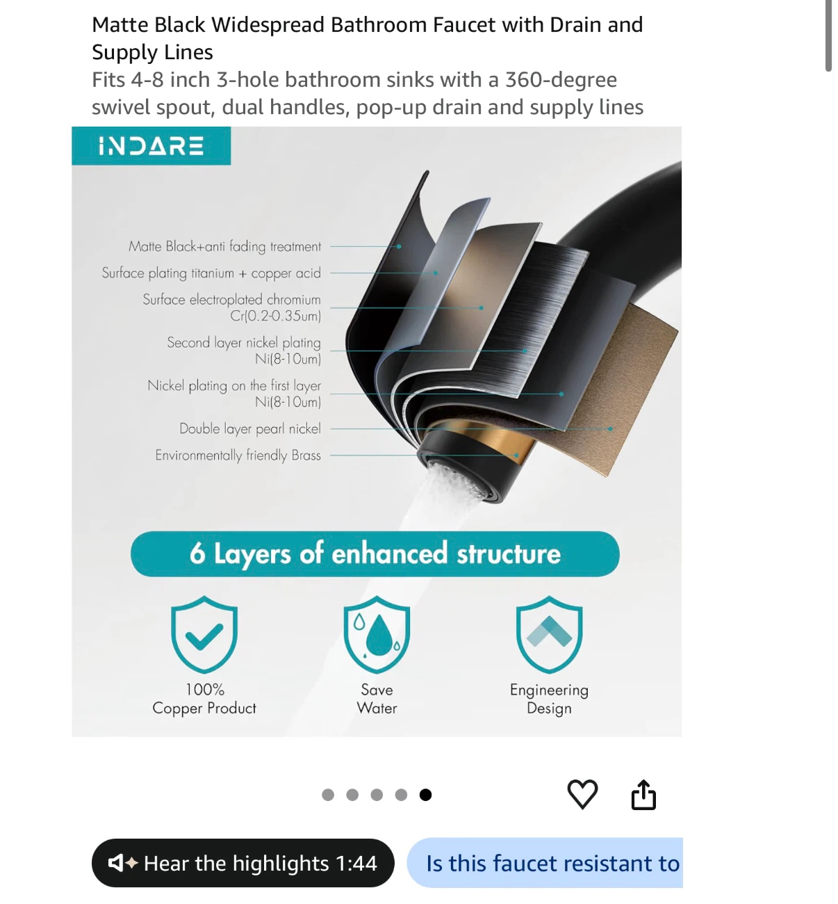 Matte Black Widespread Bathroom Faucet - photo 4