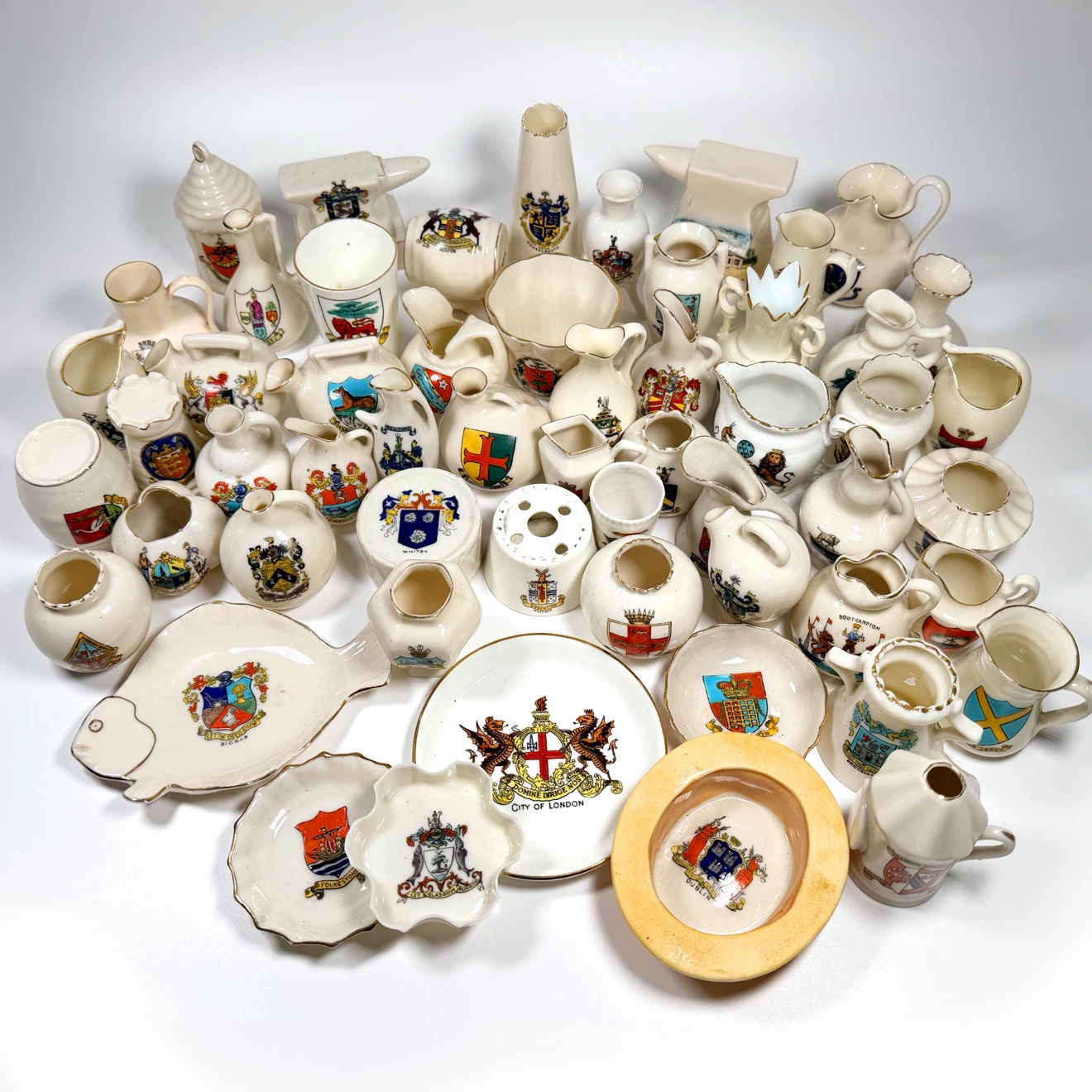 Vintage 56-Piece Crested China Collection