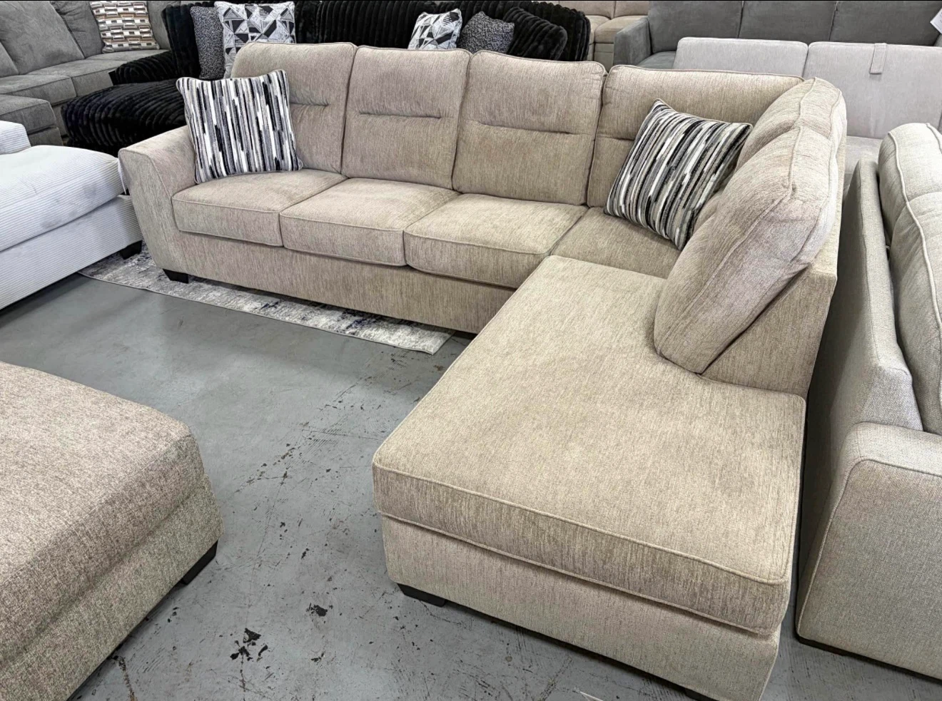Ashley Tan Sectional Sofa with Chaise