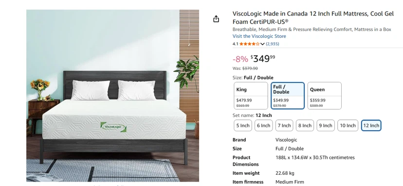 Brand‑new Full Size 12‑inch gel memory foam mattresses.