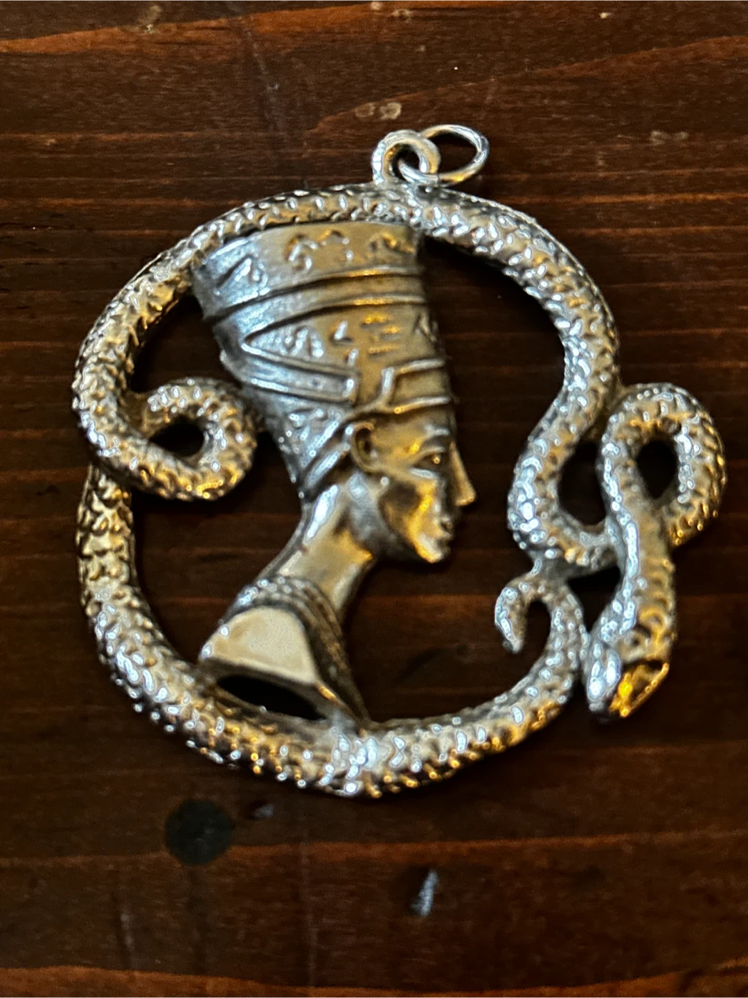 Vintage 1960s Egyptian Revival Queen Nefertiti Snake Pendant