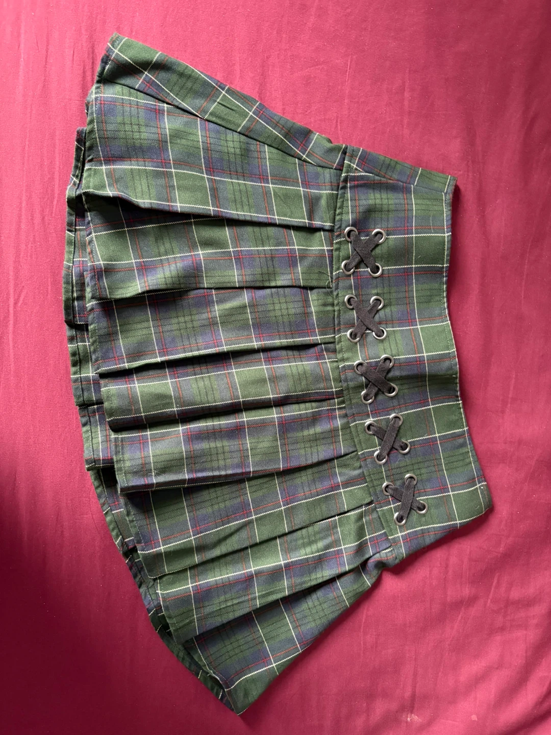 Green Plaid Laced Mini Skirt. From HOT TOPIC
