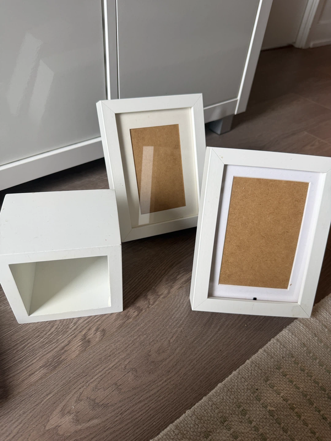 Free White picture frames and square shelf