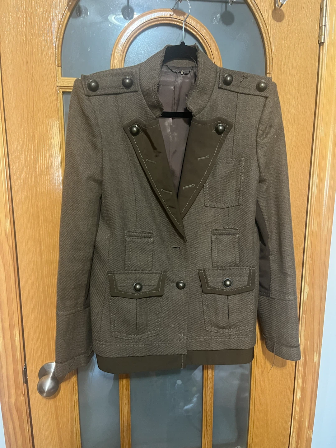 BCBG Max Azria Military Style Brown Jacket