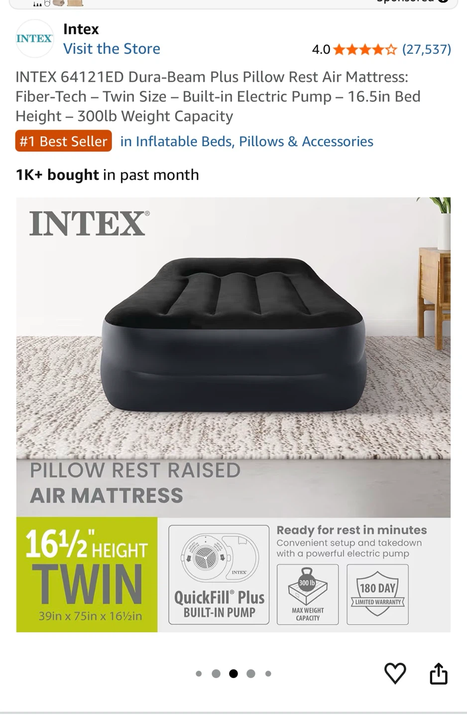 Intex Dura-Beam Plus Twin Air Mattress