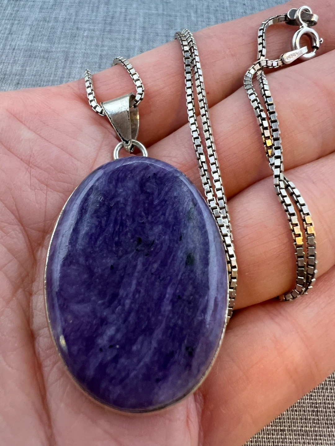 Sterling Silver Charoite Pendant Necklace - photo 2