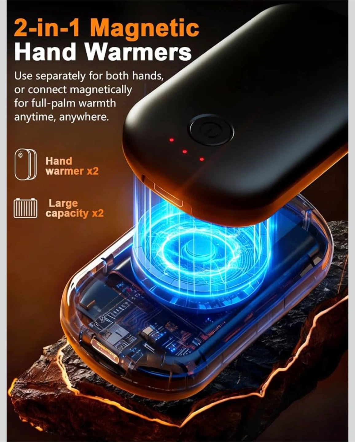 2-in-1 Magnetic Rechargeable Hand Warmers - photo 2