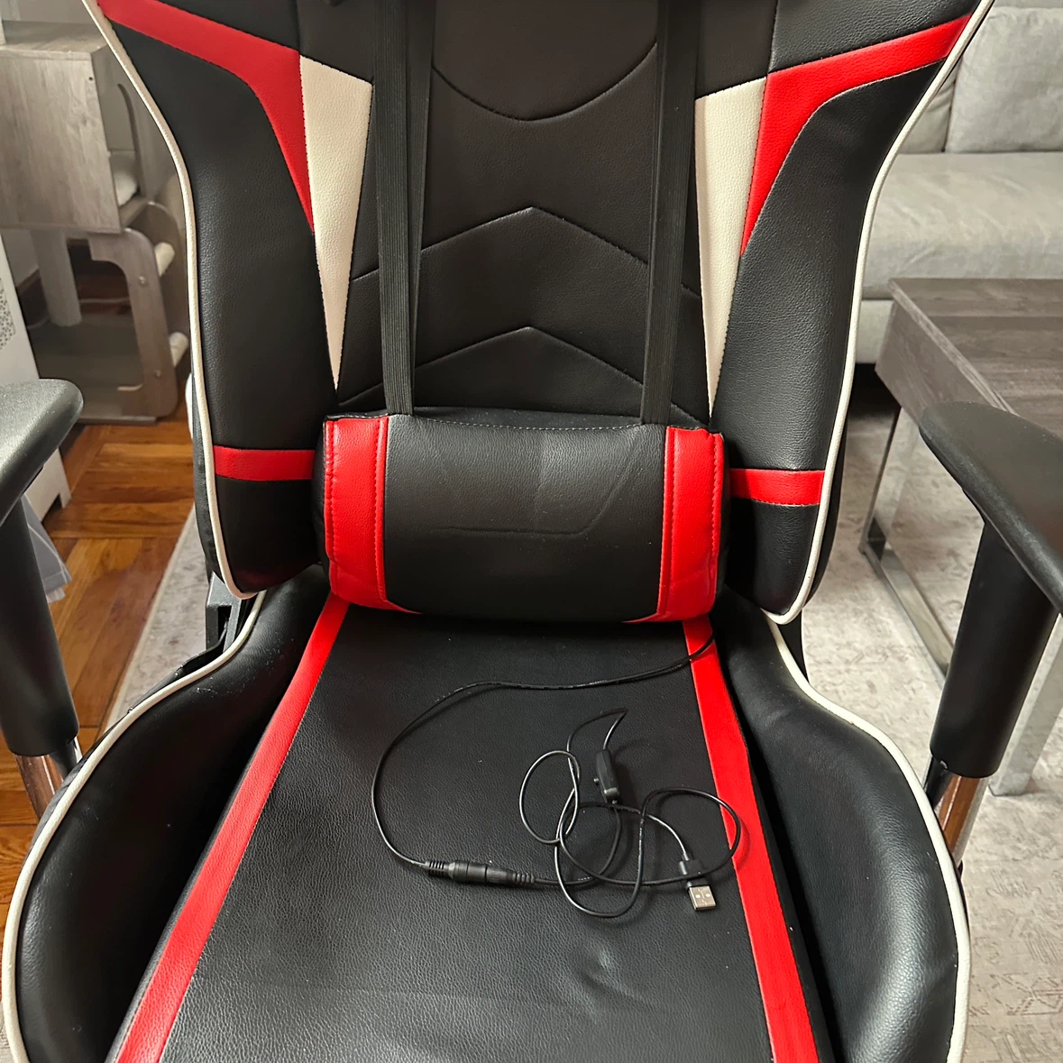 Black, Red, and White Gaming Chair - photo 2