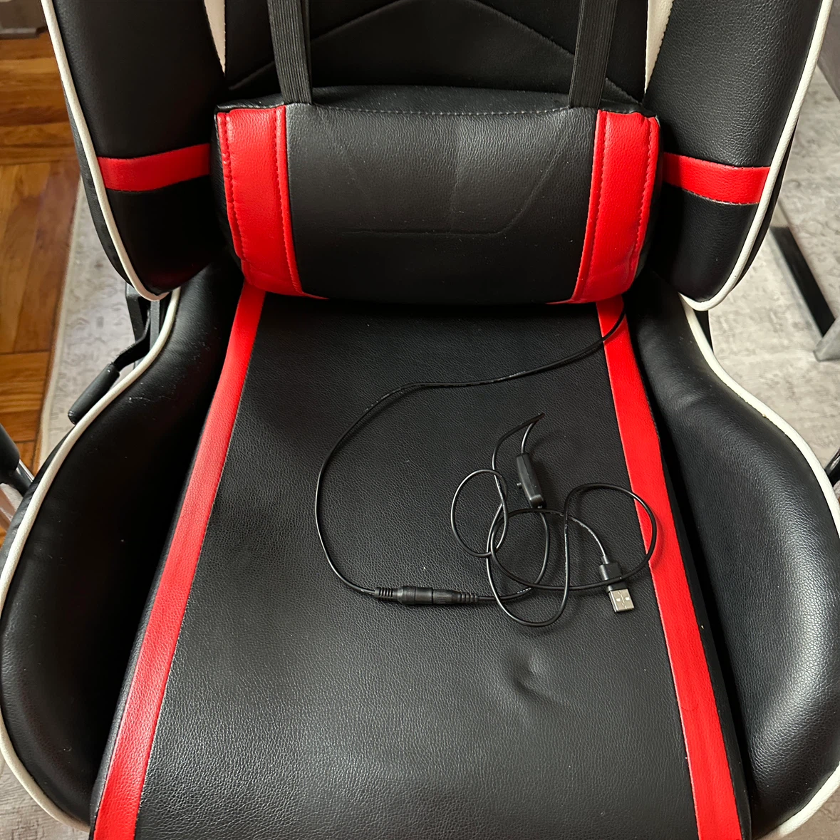Black, Red, and White Gaming Chair - photo 3