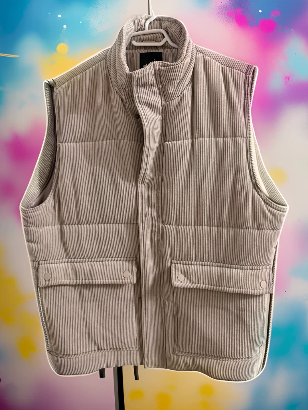 Only & Sons Beige Corduroy Puffer Vest