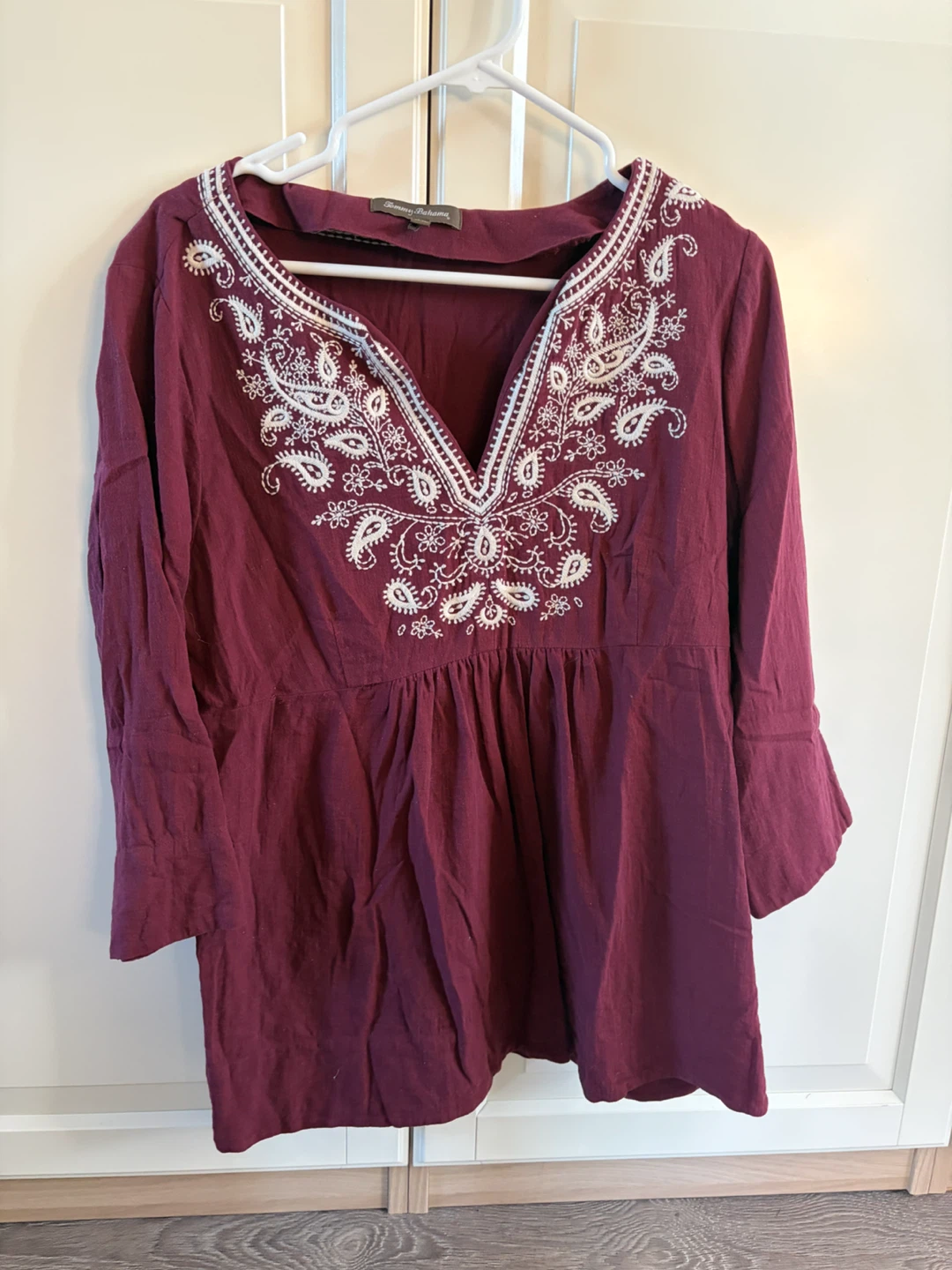 Tommy Bahama Embroidered Maroon Tunic