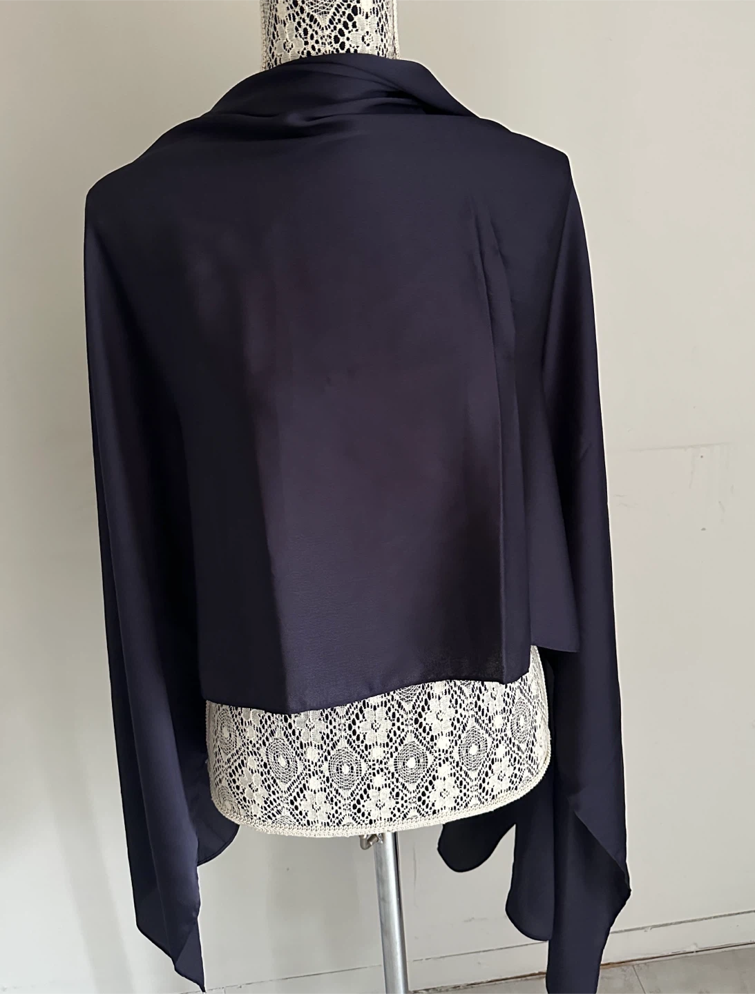 Navy Blue Satin Shawl - New - $10