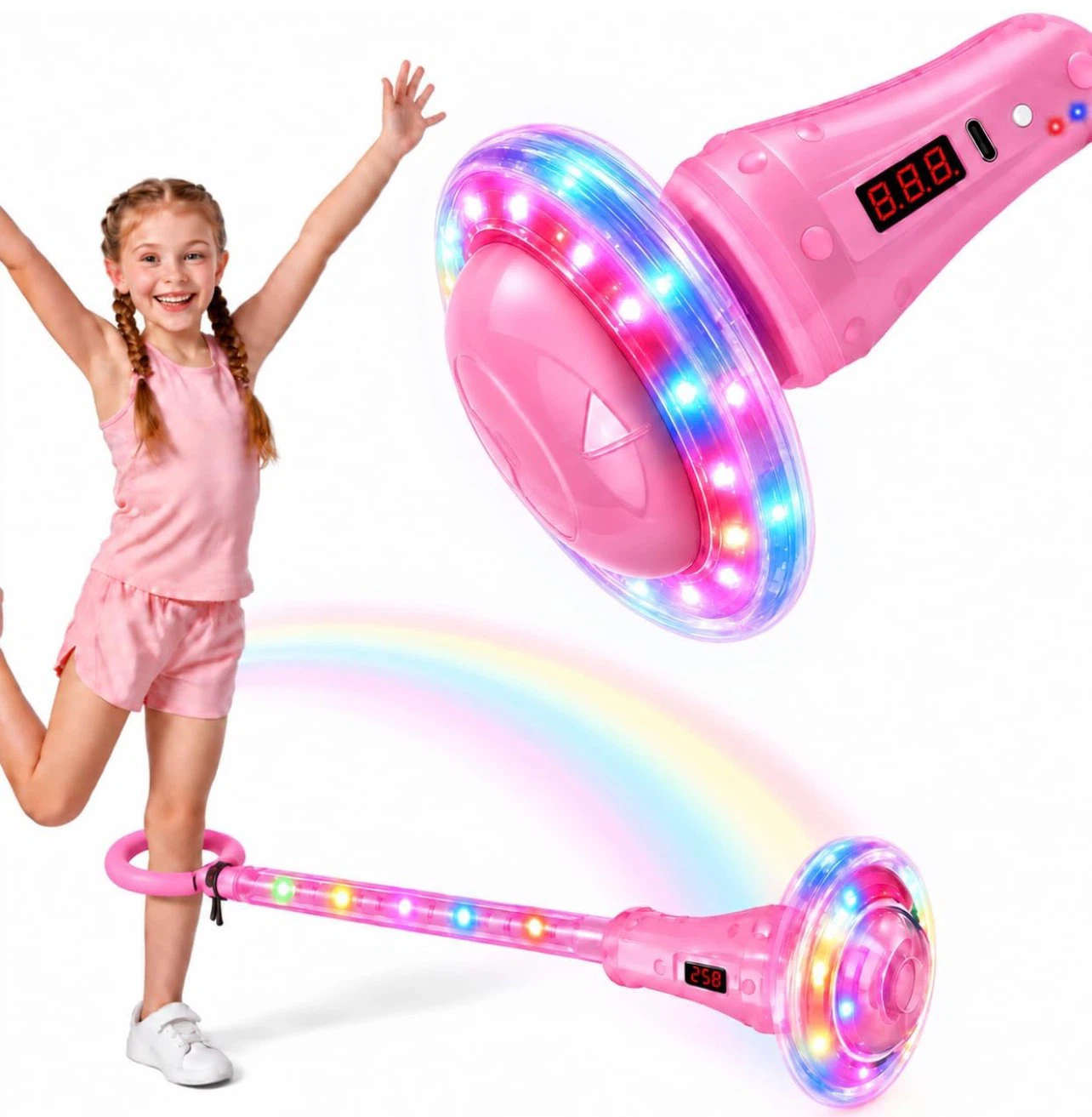 Pink LED Skip Ball with Smart Counter and Bluetooth