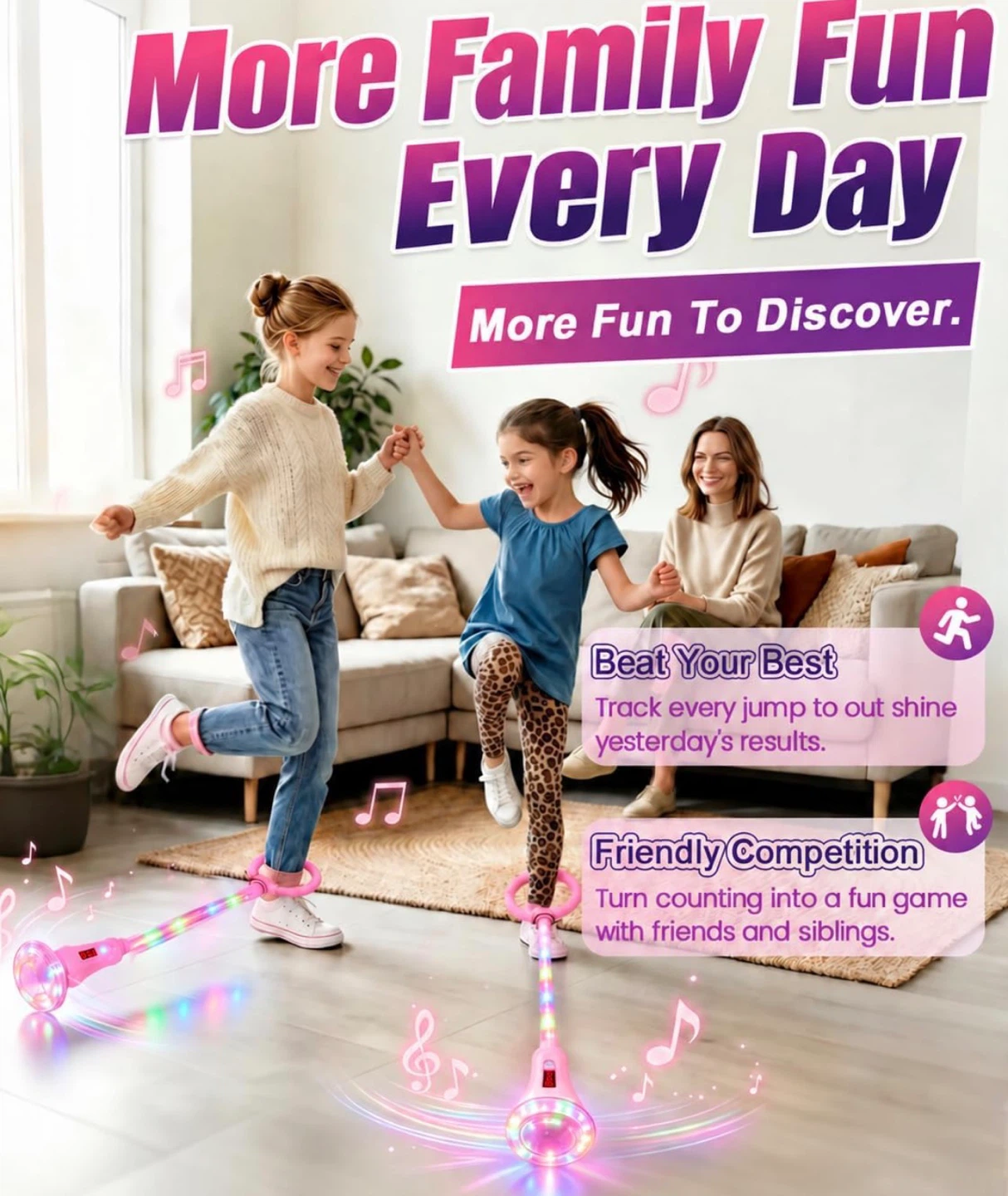 Pink LED Skip Ball with Smart Counter and Bluetooth - photo 3