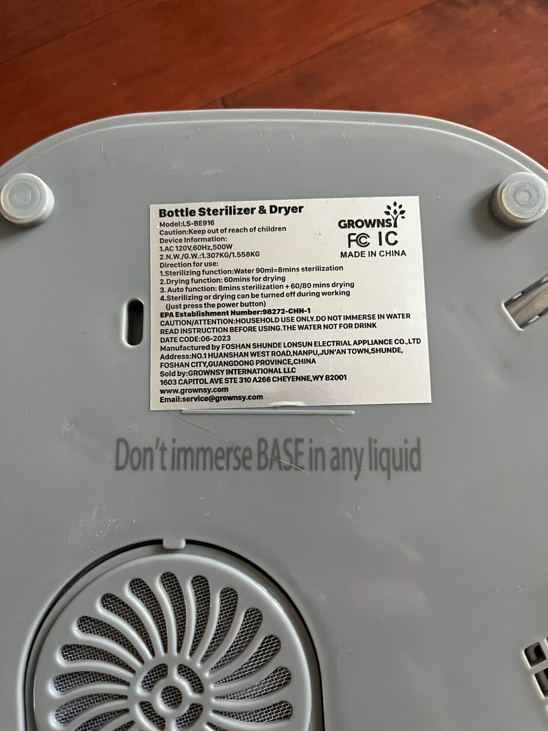 Grownsy Bottle Sterilizer and Dryer Model LS-BE916 - photo 4