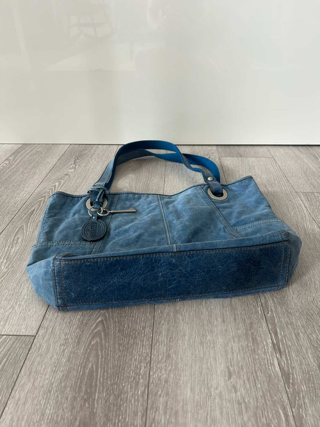 Fossil Blue Leather Shoulder Bag - photo 3