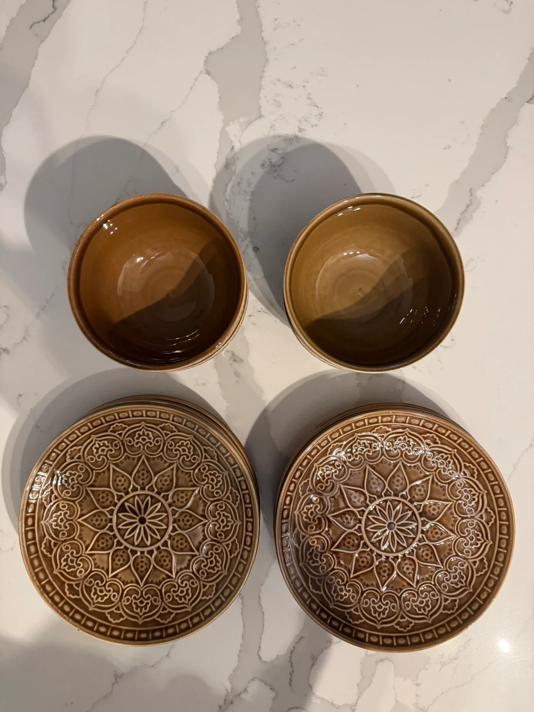 Bouclair Set of Brown Ceramic Bowls and Plates