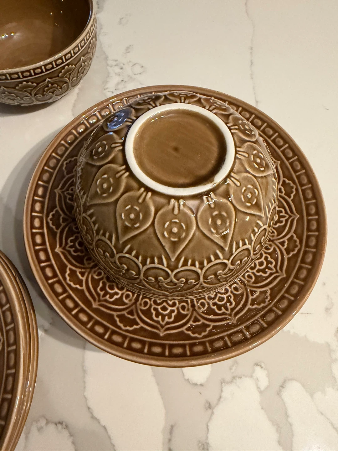 Bouclair Set of Brown Ceramic Bowls and Plates - photo 2