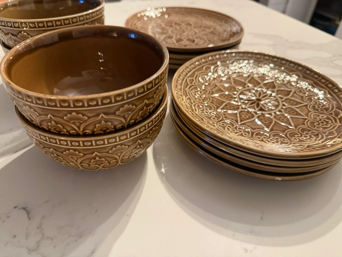 Bouclair Set of Brown Ceramic Bowls and Plates - photo 3