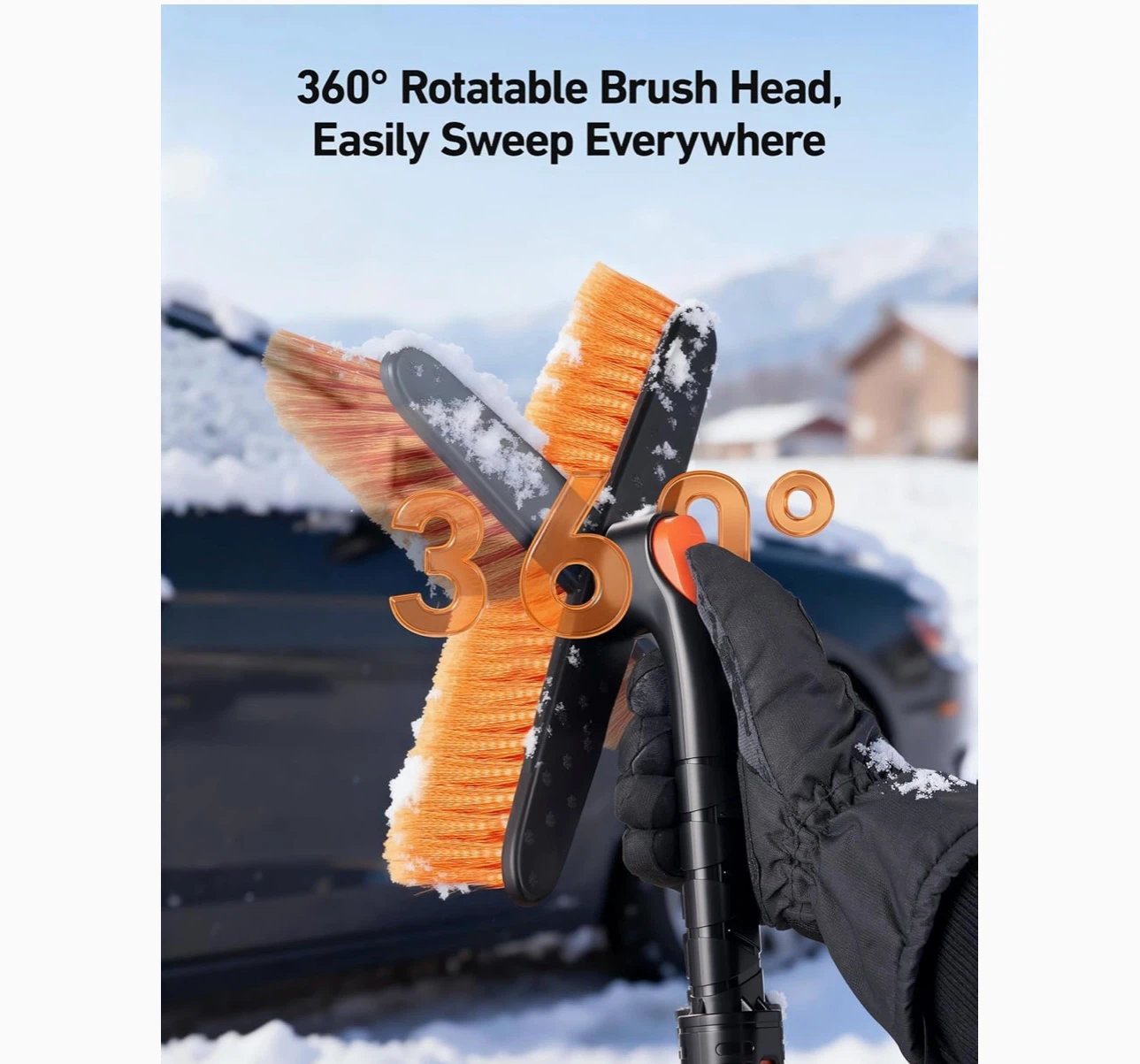Snow Brush for Car 47.2" Extendable Ice Scraper Windshield-2 set - photo 4
