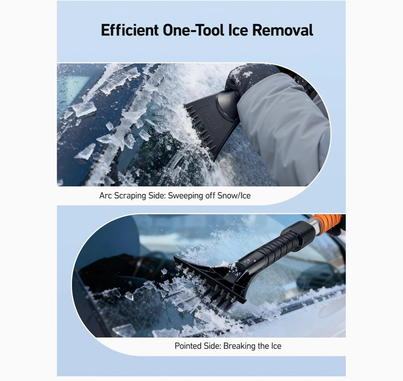 Snow Brush for Car 47.2" Extendable Ice Scraper Windshield-2 set - photo 5