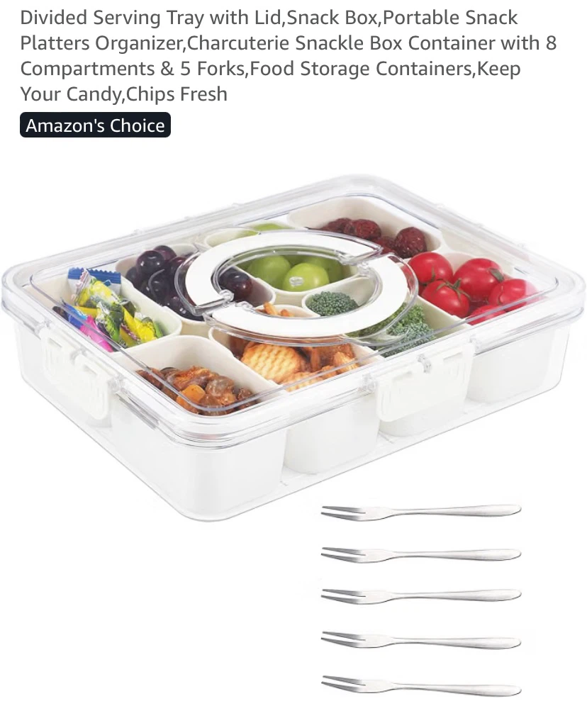 New Divided Serving Tray with Lid,Snack Box