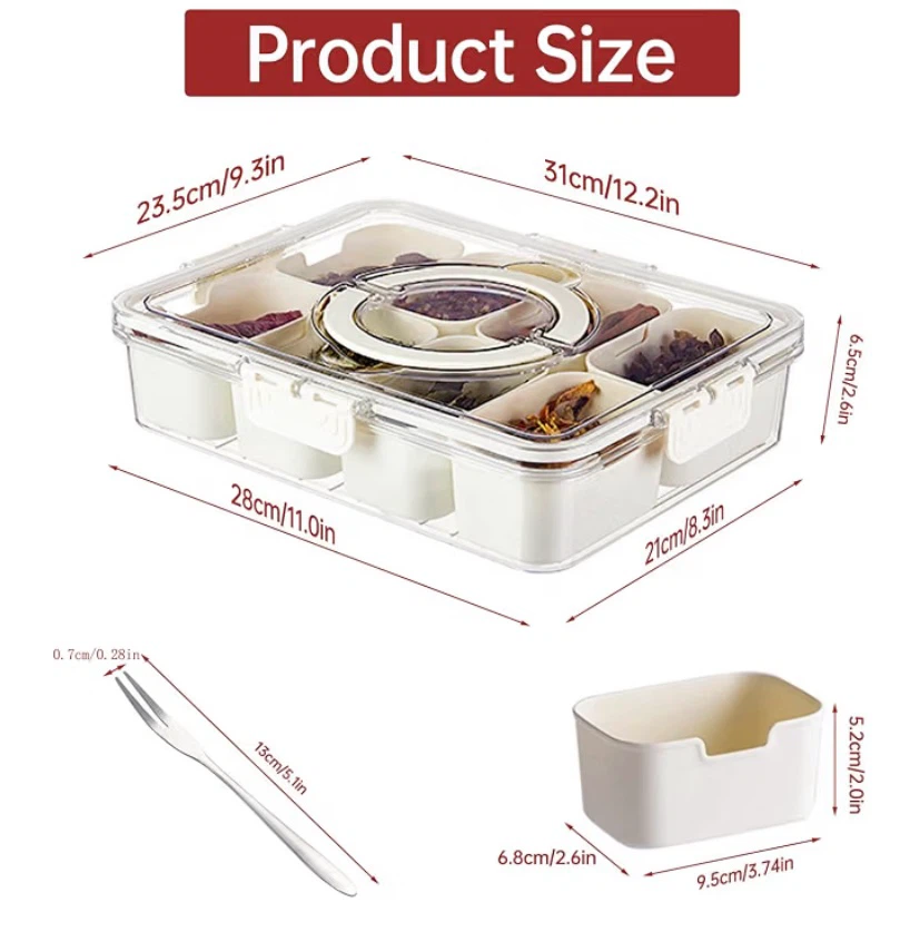 New Divided Serving Tray with Lid,Snack Box - photo 2