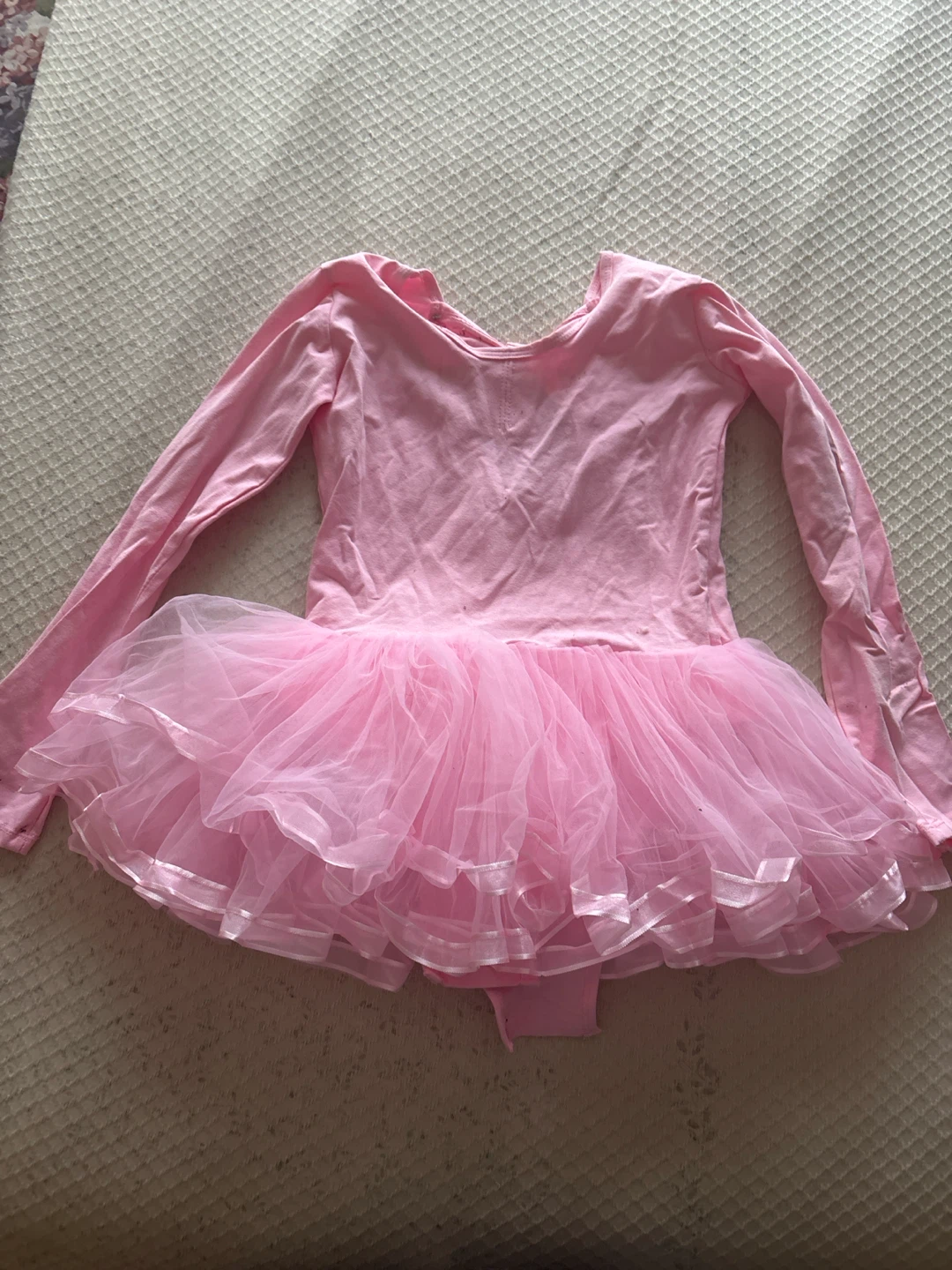 Pink long-sleeve ballet leotard with tutu