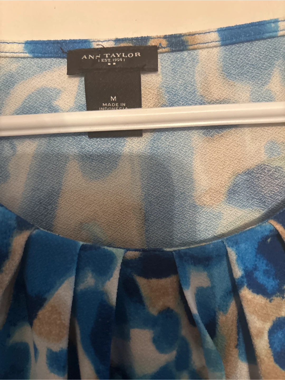 Ann Taylor Blue Patterned Cap Sleeve Top - photo 2