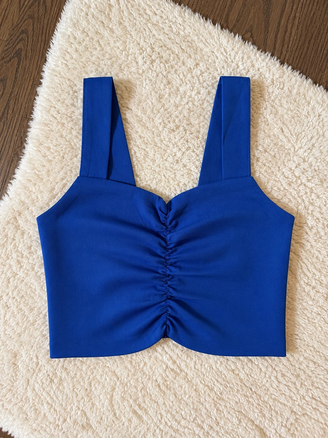 Blue Ruched Crop Top