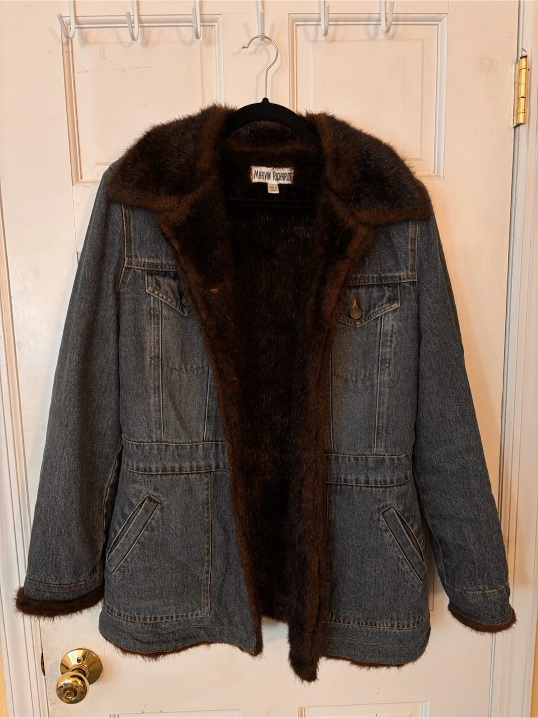 Marvin Richards Denim & Faux Fur Penny Lane Jacket, Size M