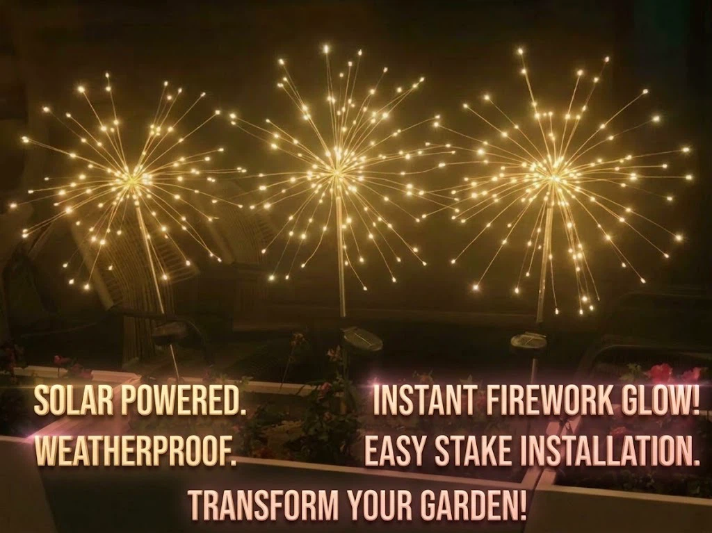 3 Pack Solar Firework Lights Garden Dandelion Starburst Light - photo 3