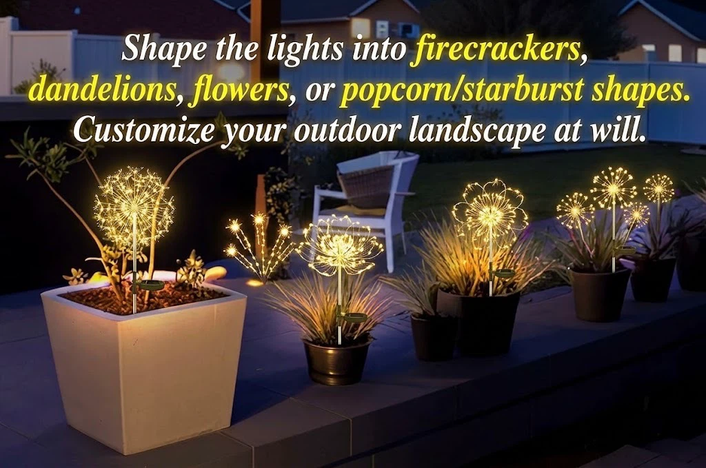 3 Pack Solar Firework Lights Garden Dandelion Starburst Light - photo 4