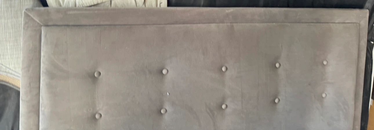 Gray Tufted Headboard, with side matching gray side board