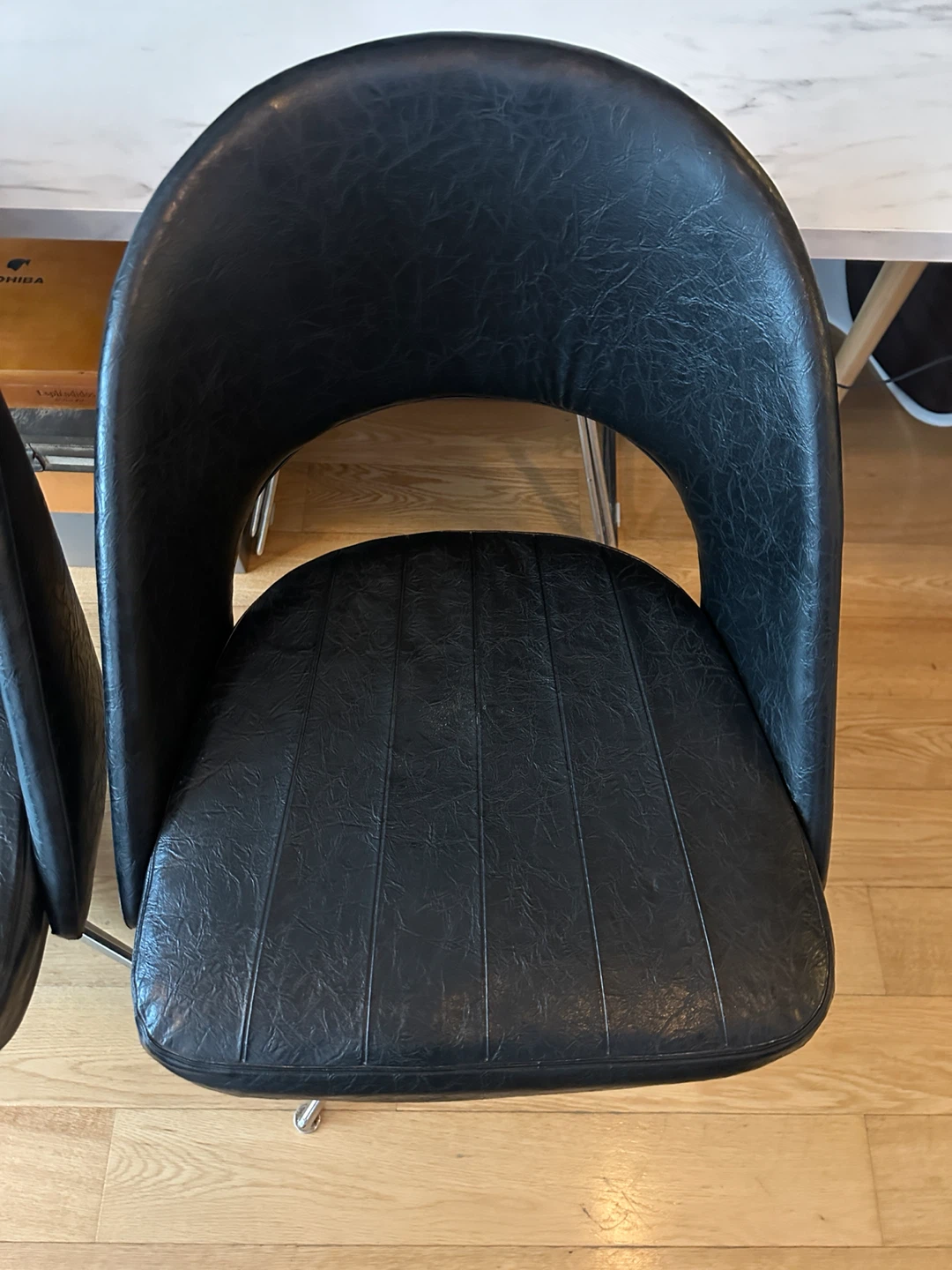 2 VINTAGE MCM CHROME VINYL CHAIRS DINING DESK SIDE OFFICE - photo 3