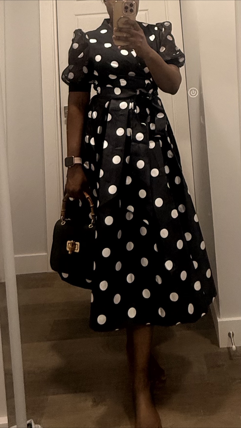 New with Tag: Chicwish Polka Dot Puff Sleeve Wrap Midi Dress