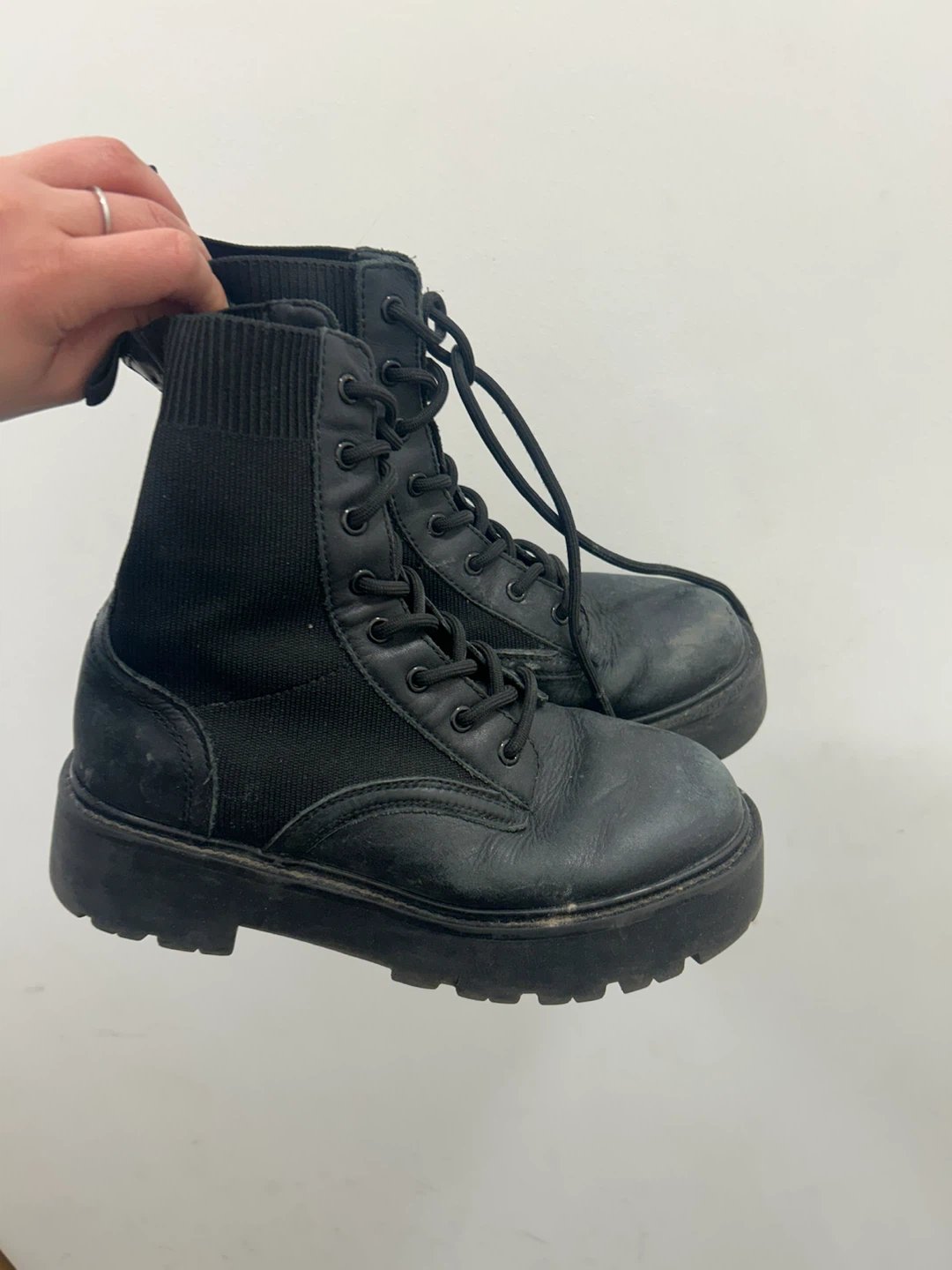 Black platform lace-up combat boots