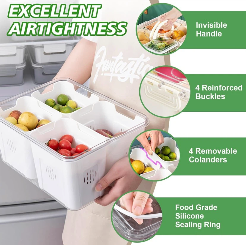 Portable  Food Storage Container with 4 Removable Strainers - photo 4