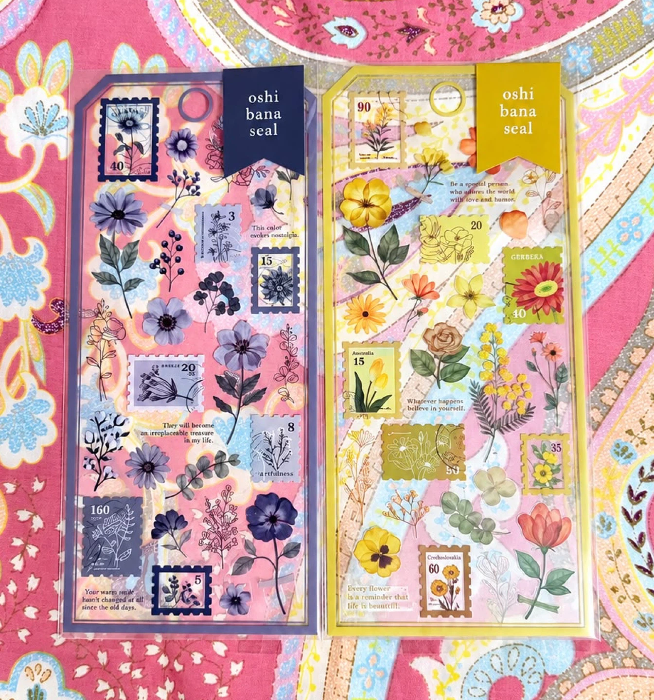 Set of 2 - Oshibana Seal Flower Stickers