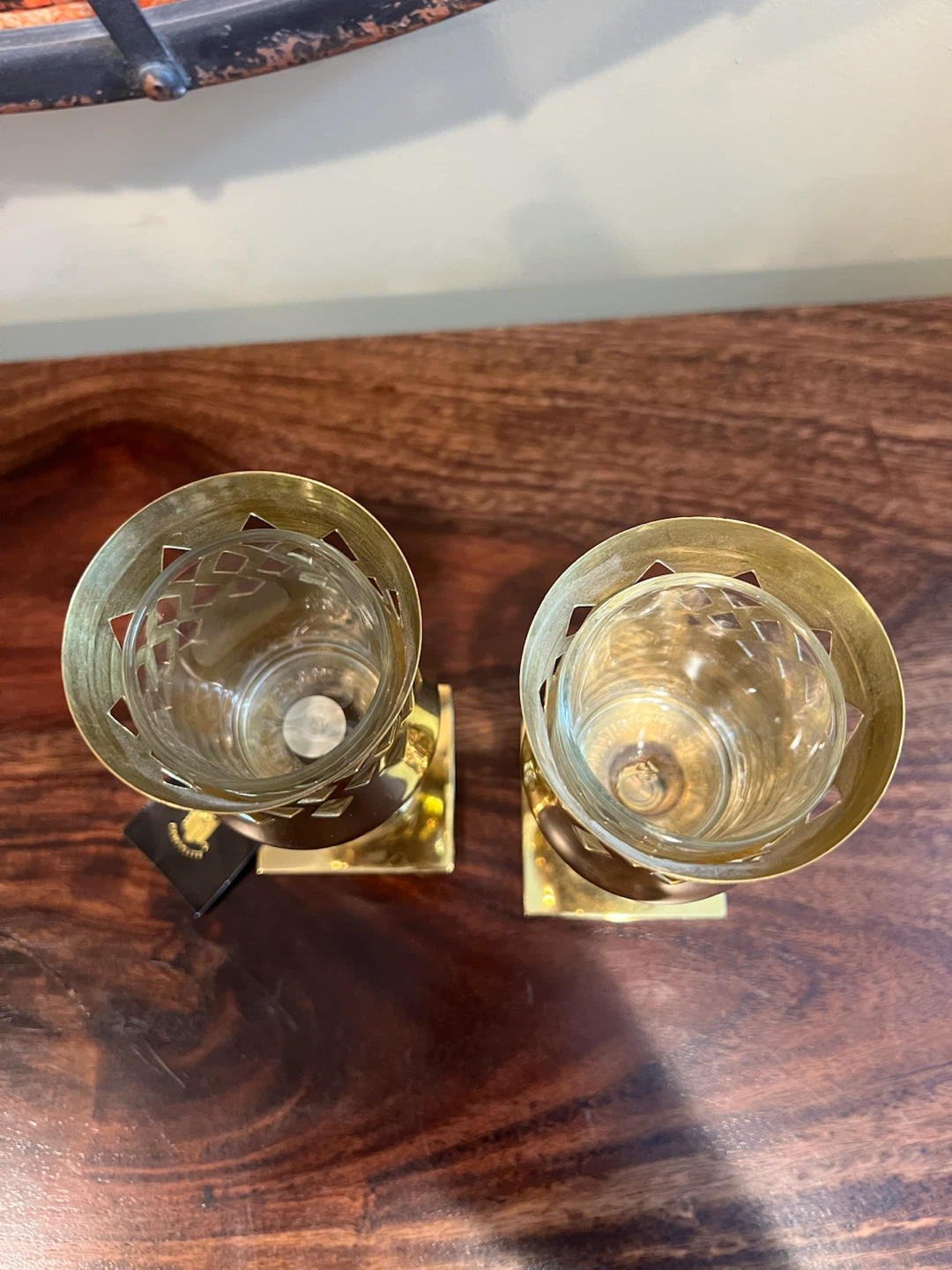 PartyLite 2-in-1 Brass & Glass Hurricane Set - photo 2
