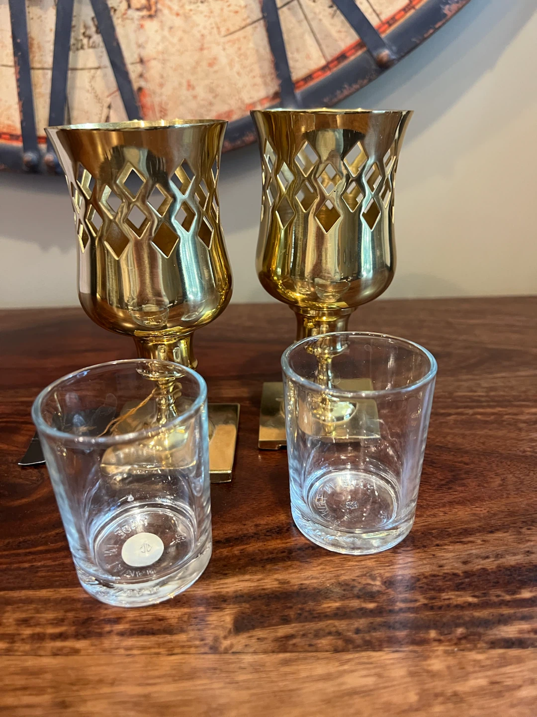 PartyLite 2-in-1 Brass & Glass Hurricane Set - photo 3