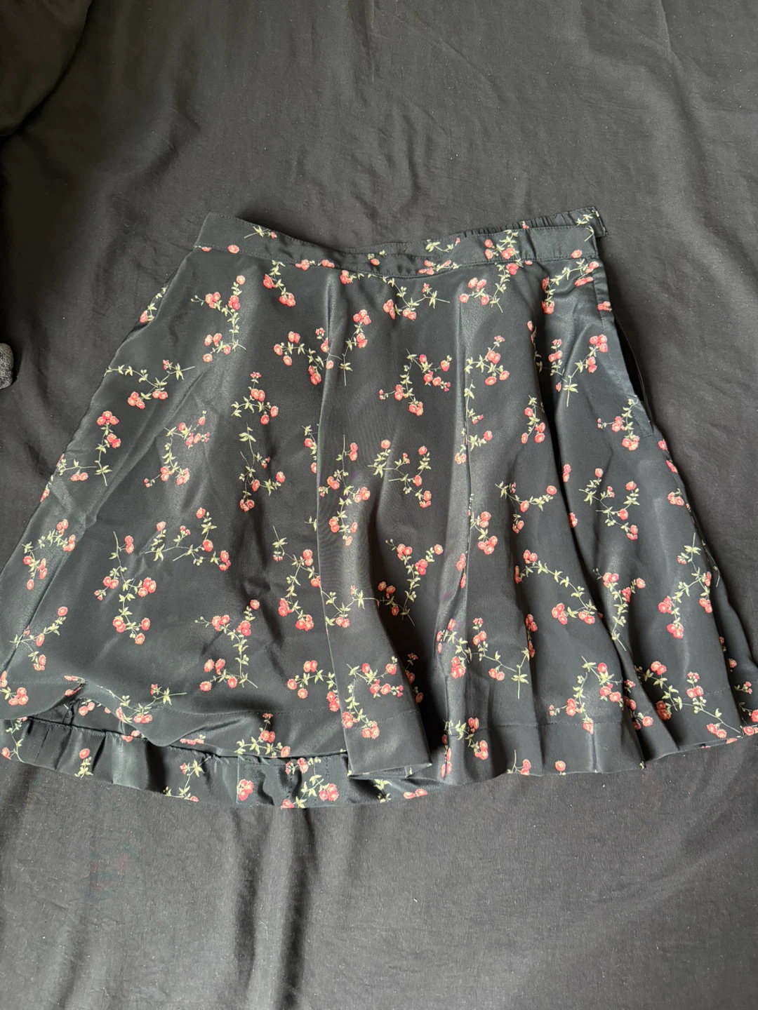 Black floral print skirt