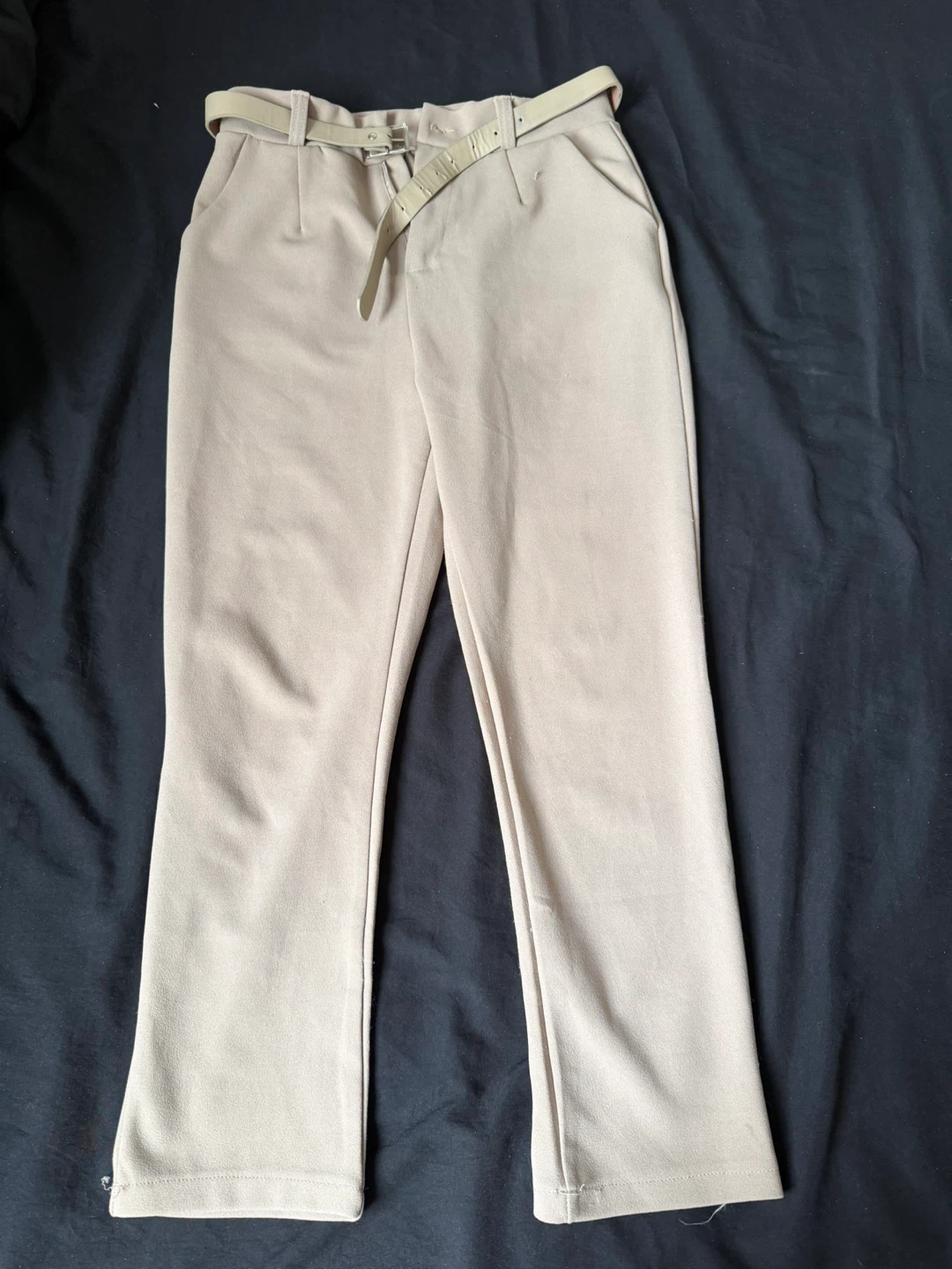 Beige trousers pants with belt