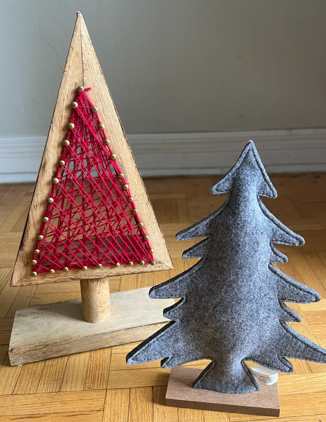 Set of Two Christmas Tree Tabletop Decorations