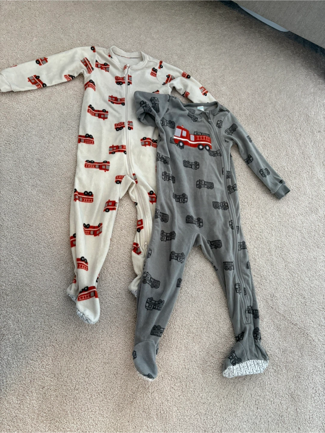 Two Fire Truck Fleece Sleepers