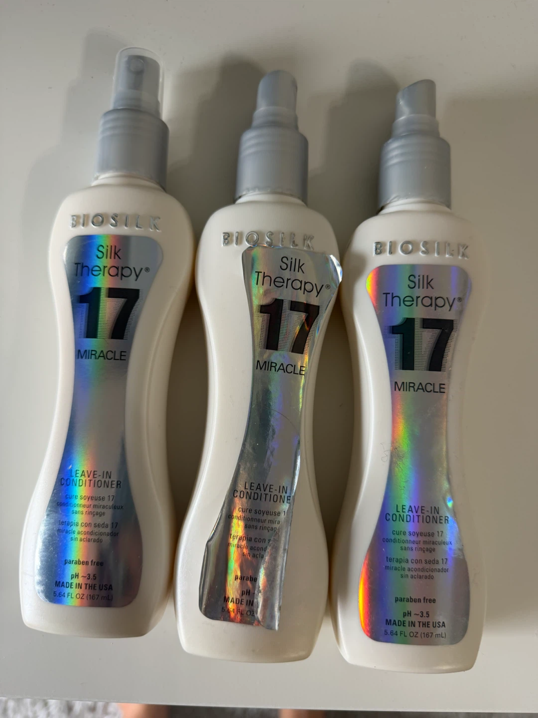 3 brand new bottles of Biosilk Leave in spray conditioner