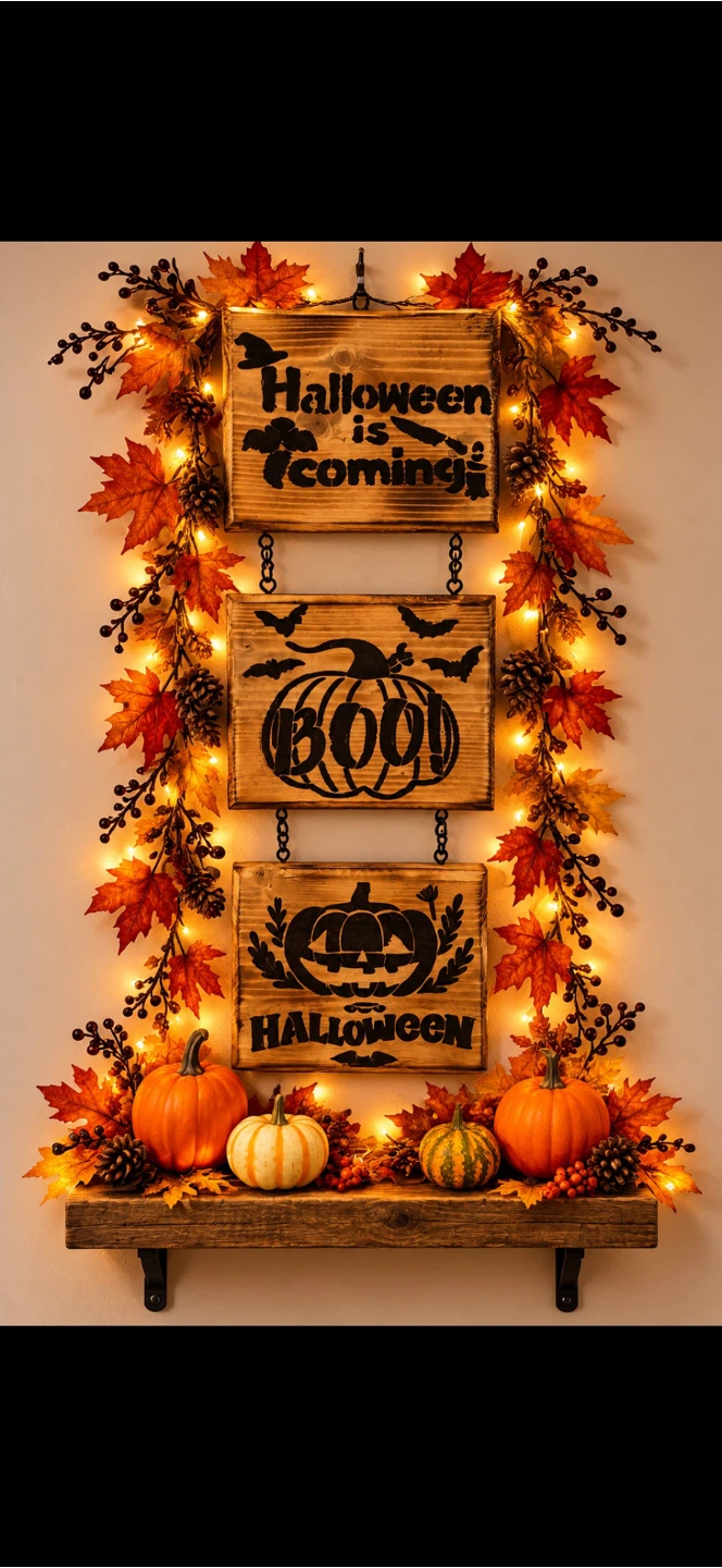 Hanging Wooden Halloween Wall Sign