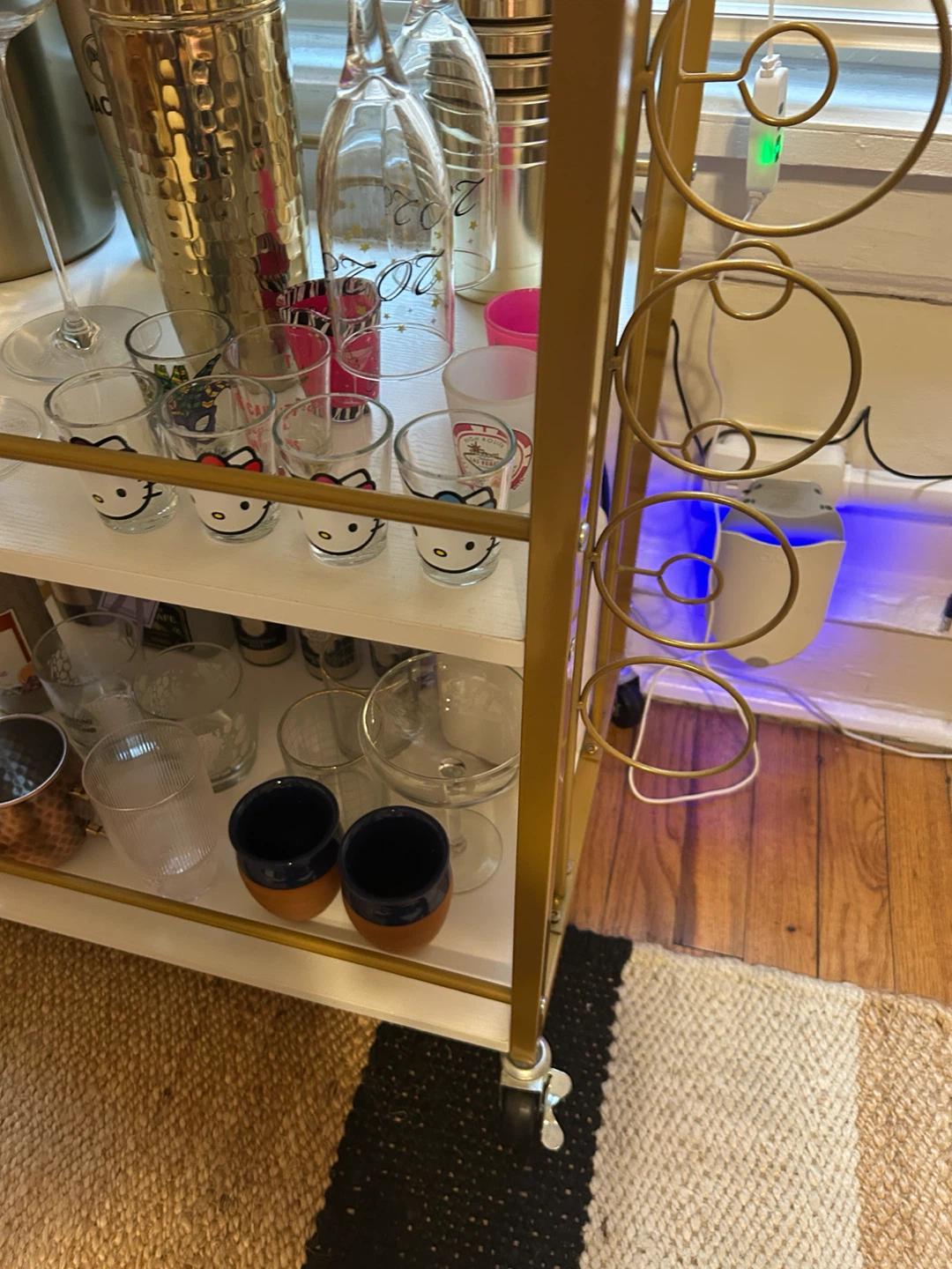 Gold and White Three-Tier Rolling Bar Cart - photo 5